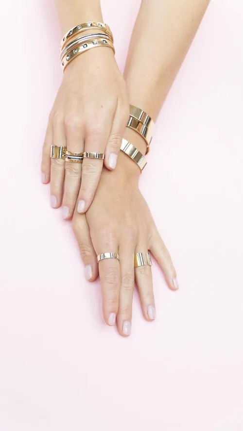 Wide Diamond Line Band With Ruthenium Trim