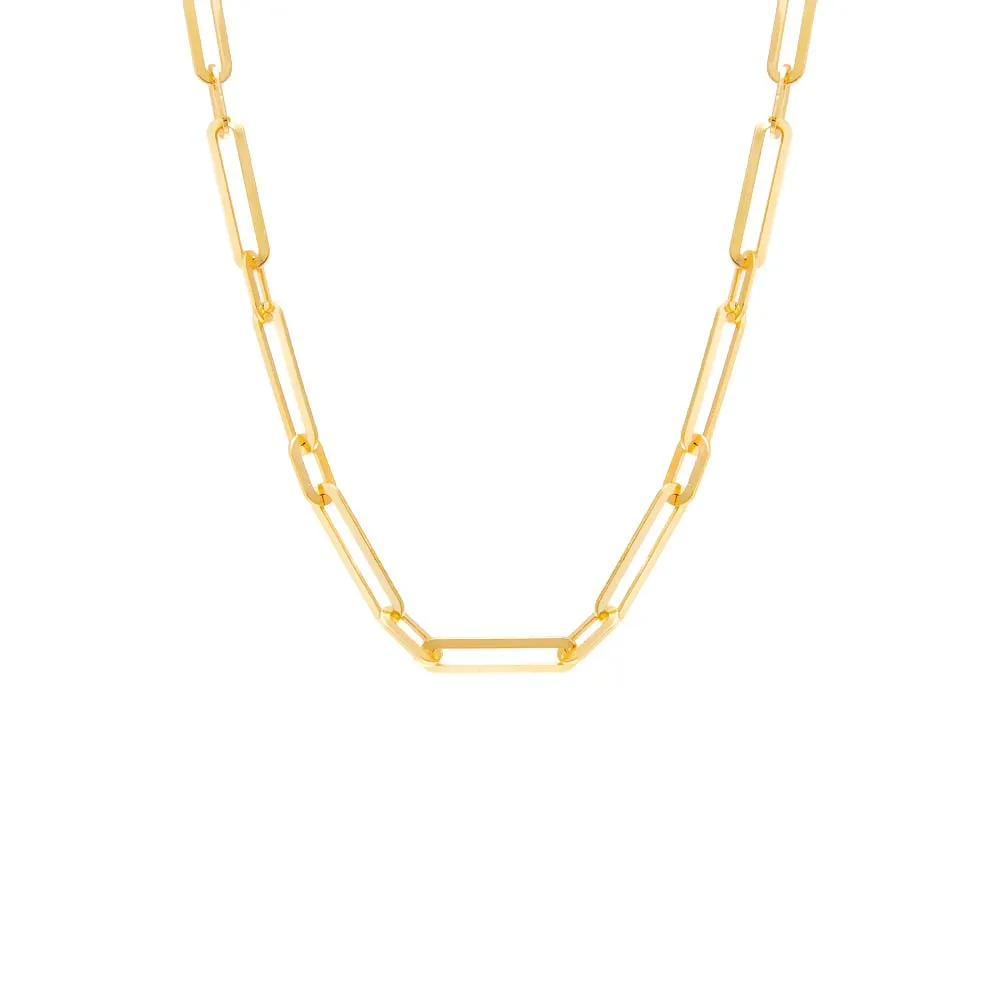 Wide Elongated Paperclip Chain Necklace