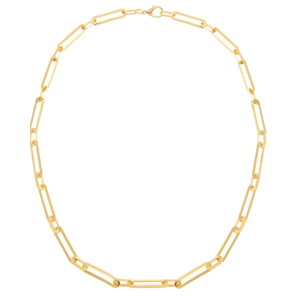 Wide Elongated Paperclip Chain Necklace