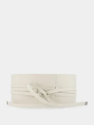 Wide Tie Belt White