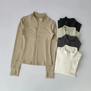 Women's High-End Yoga Suit - Standing Collar Long Sleeve Sports Jacket