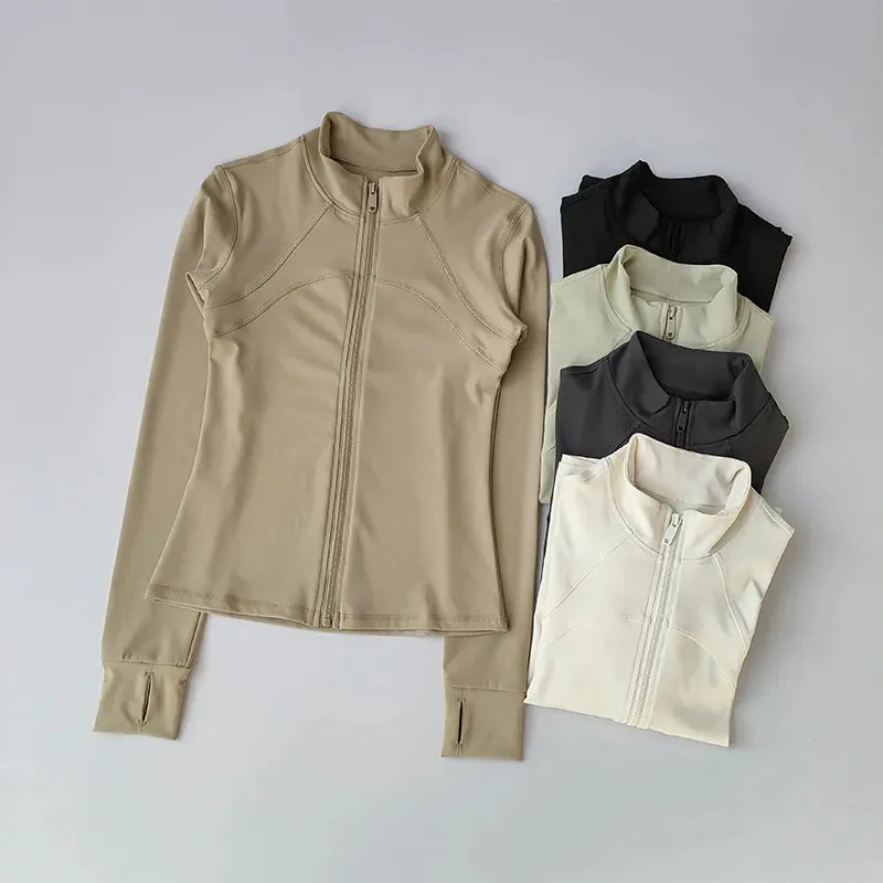 Women's High-End Yoga Suit - Standing Collar Long Sleeve Sports Jacket