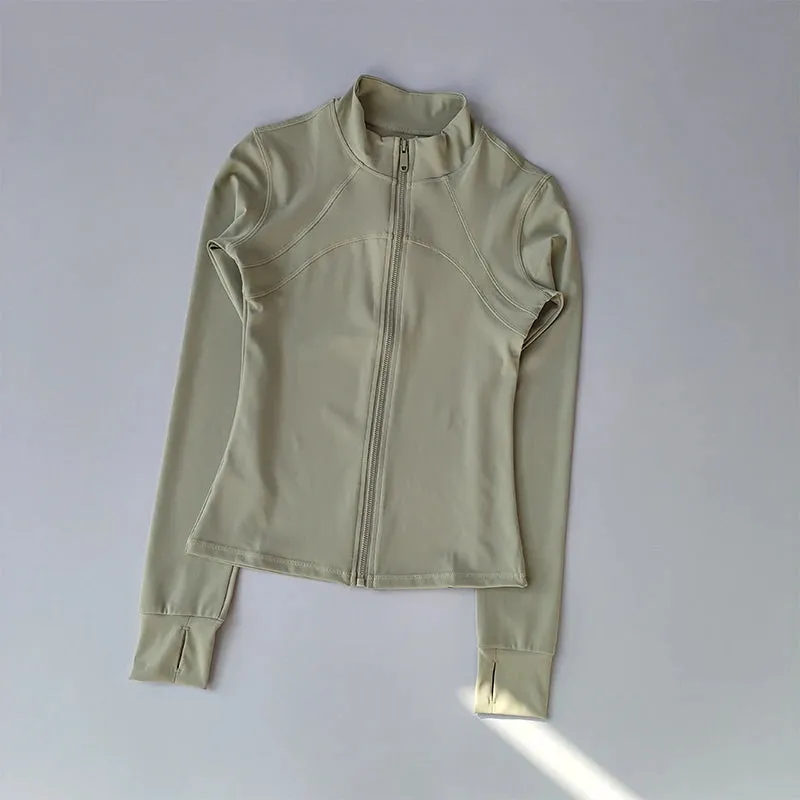 Women's High-End Yoga Suit - Standing Collar Long Sleeve Sports Jacket