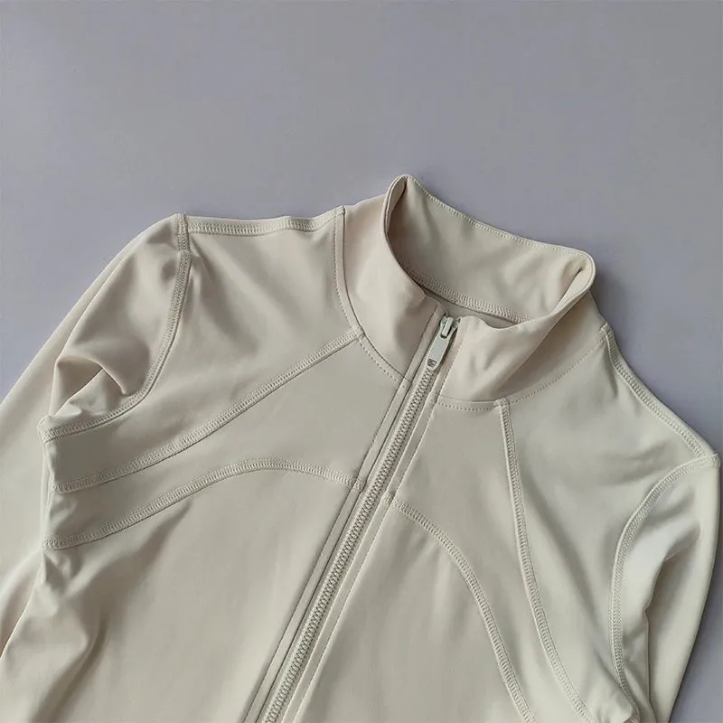 Women's High-End Yoga Suit - Standing Collar Long Sleeve Sports Jacket