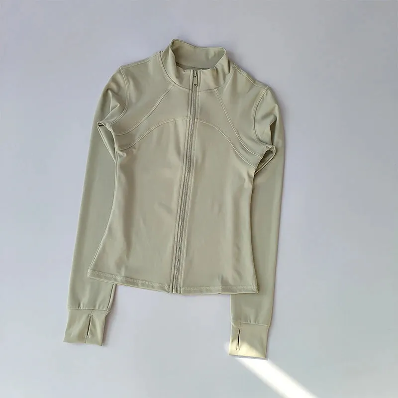 Women's High-End Yoga Suit - Standing Collar Long Sleeve Sports Jacket