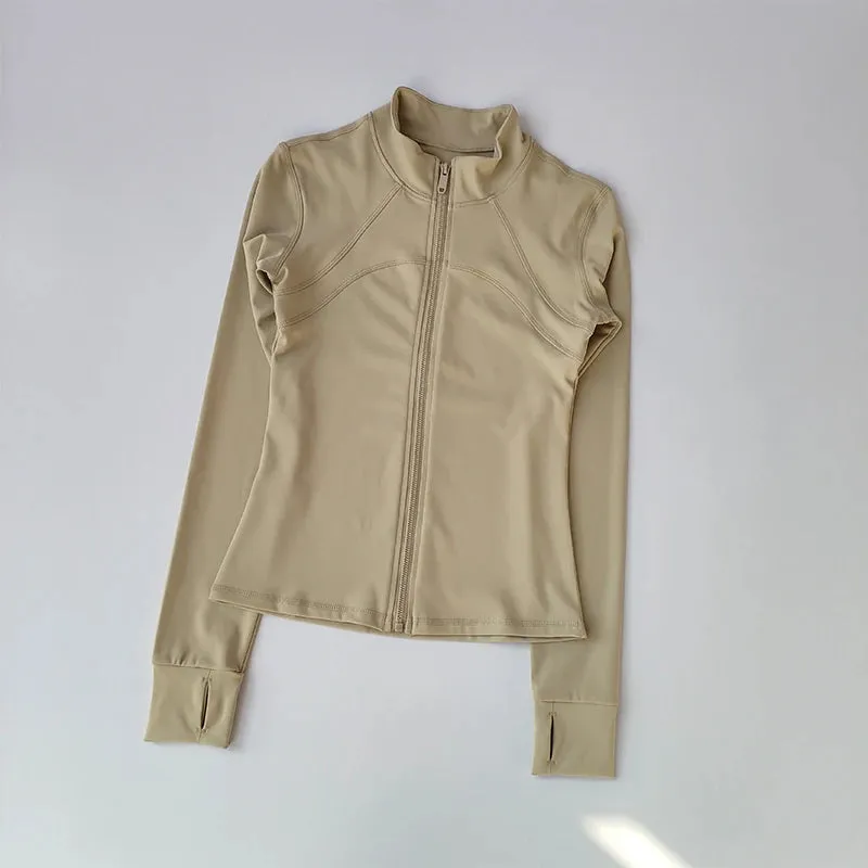 Women's High-End Yoga Suit - Standing Collar Long Sleeve Sports Jacket