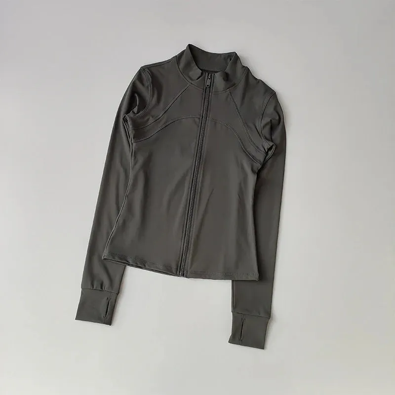 Women's High-End Yoga Suit - Standing Collar Long Sleeve Sports Jacket