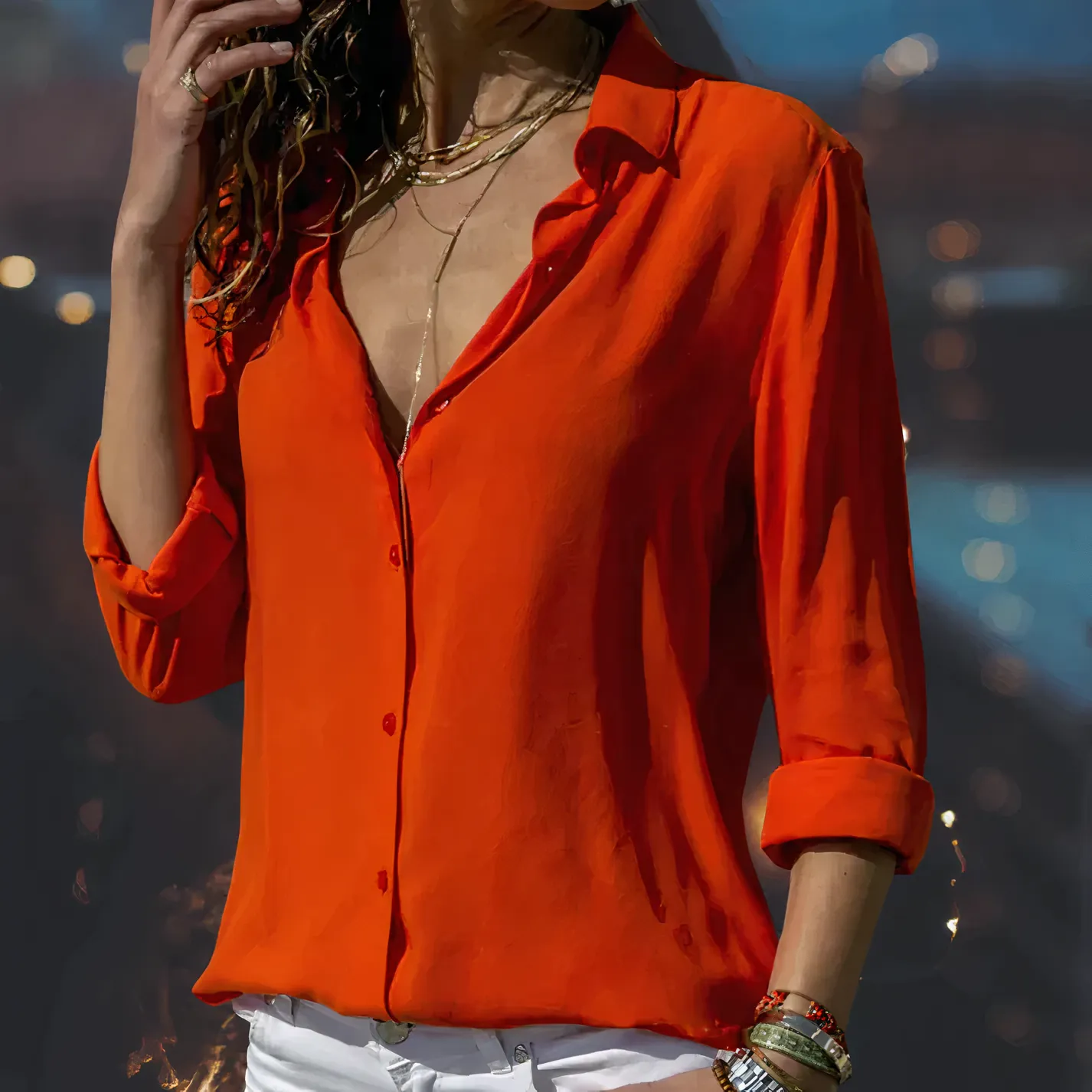 Women's Rhea Chiffon Blouse - Elegant Style