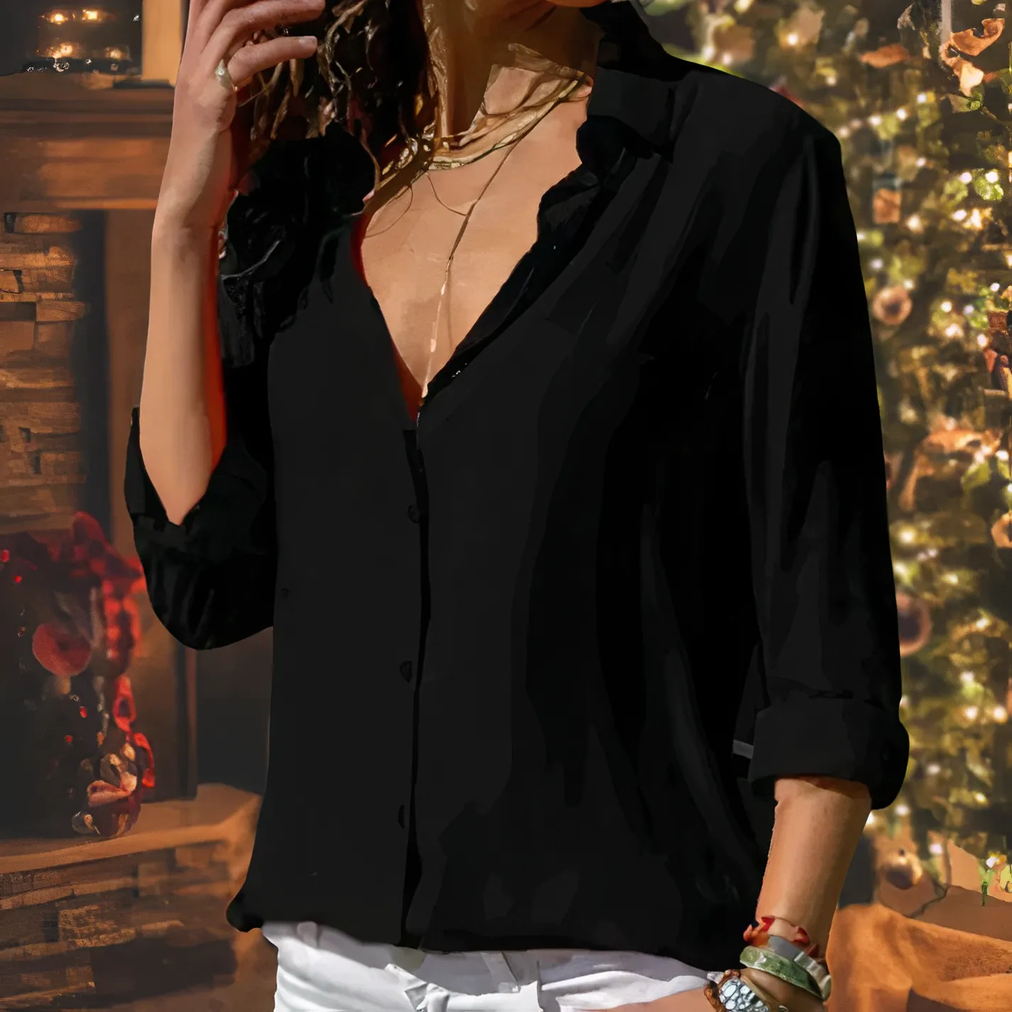 Women's Rhea Chiffon Blouse - Elegant Style