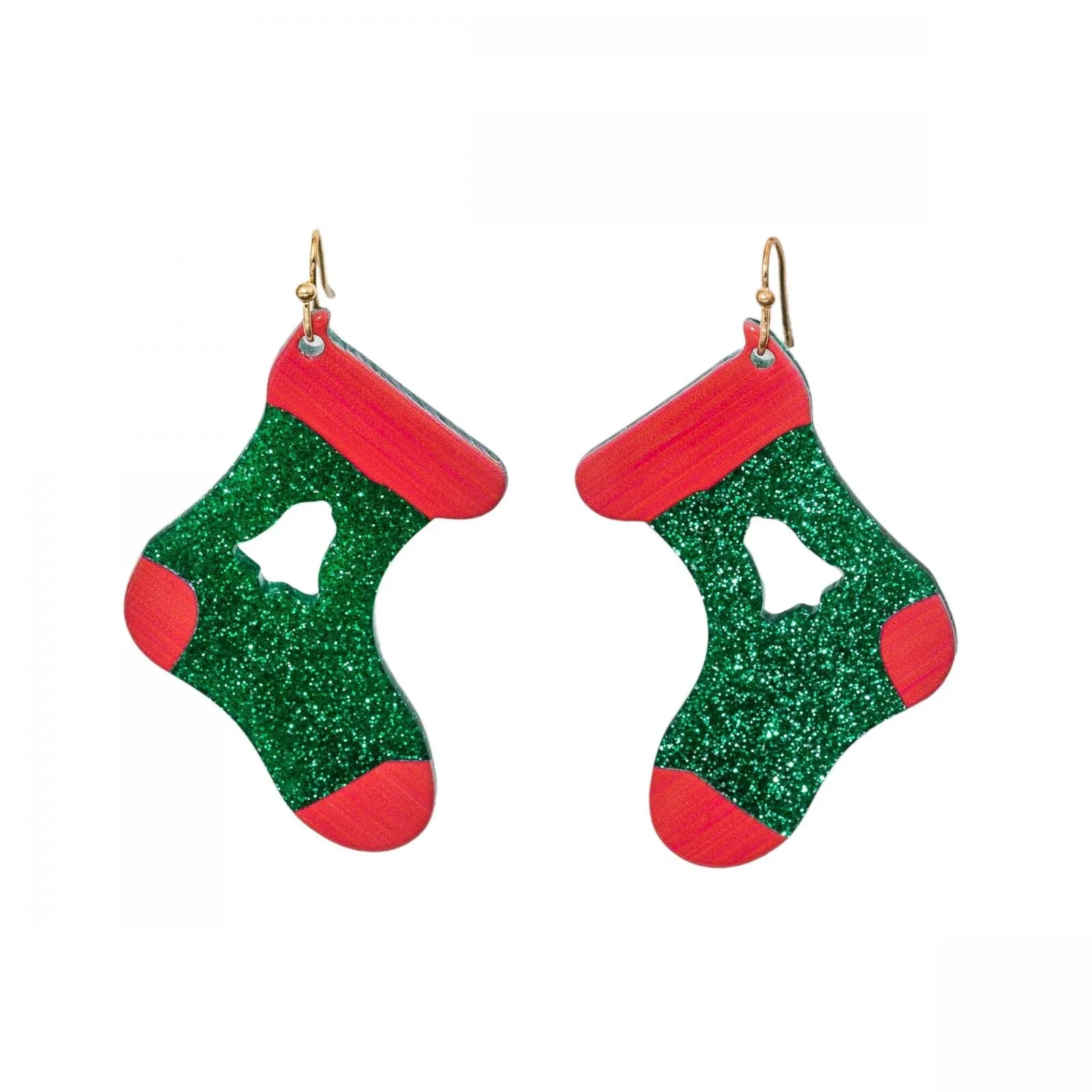 Wondershop Women's Christmas Glitter Stocking Drop Novelty Earrings