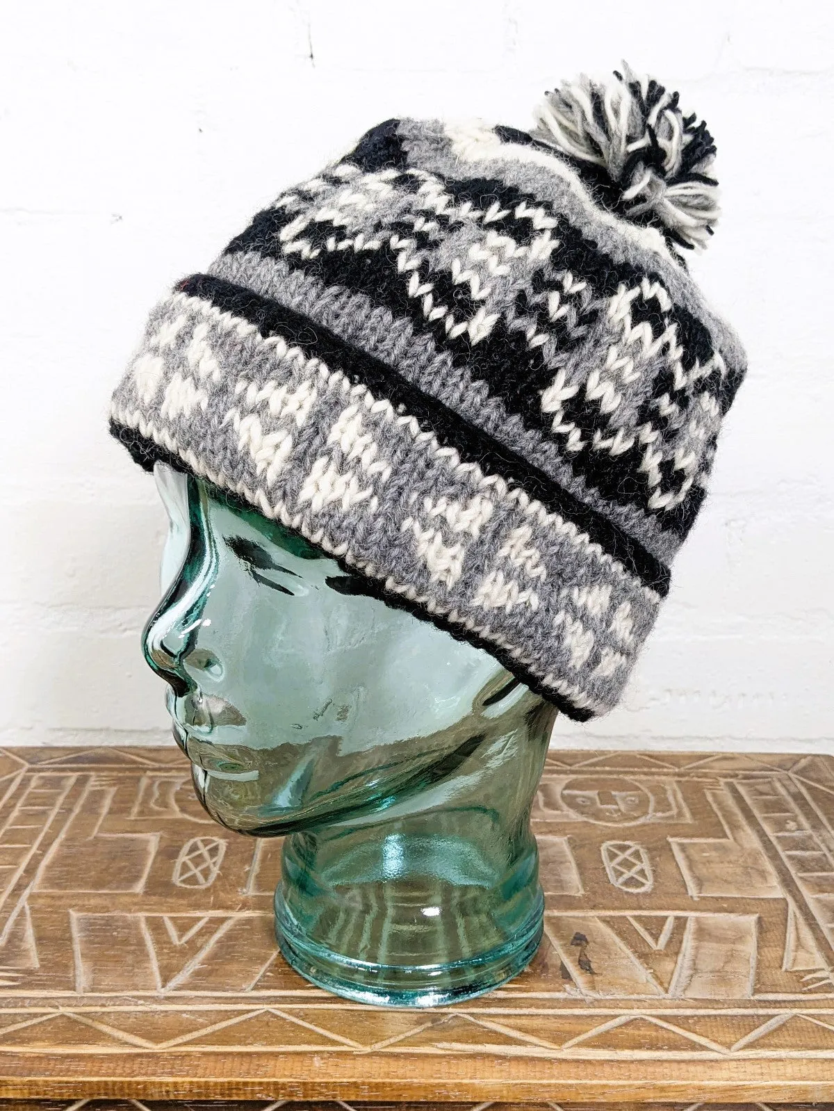 Wool Tonal Pom Pom Hat