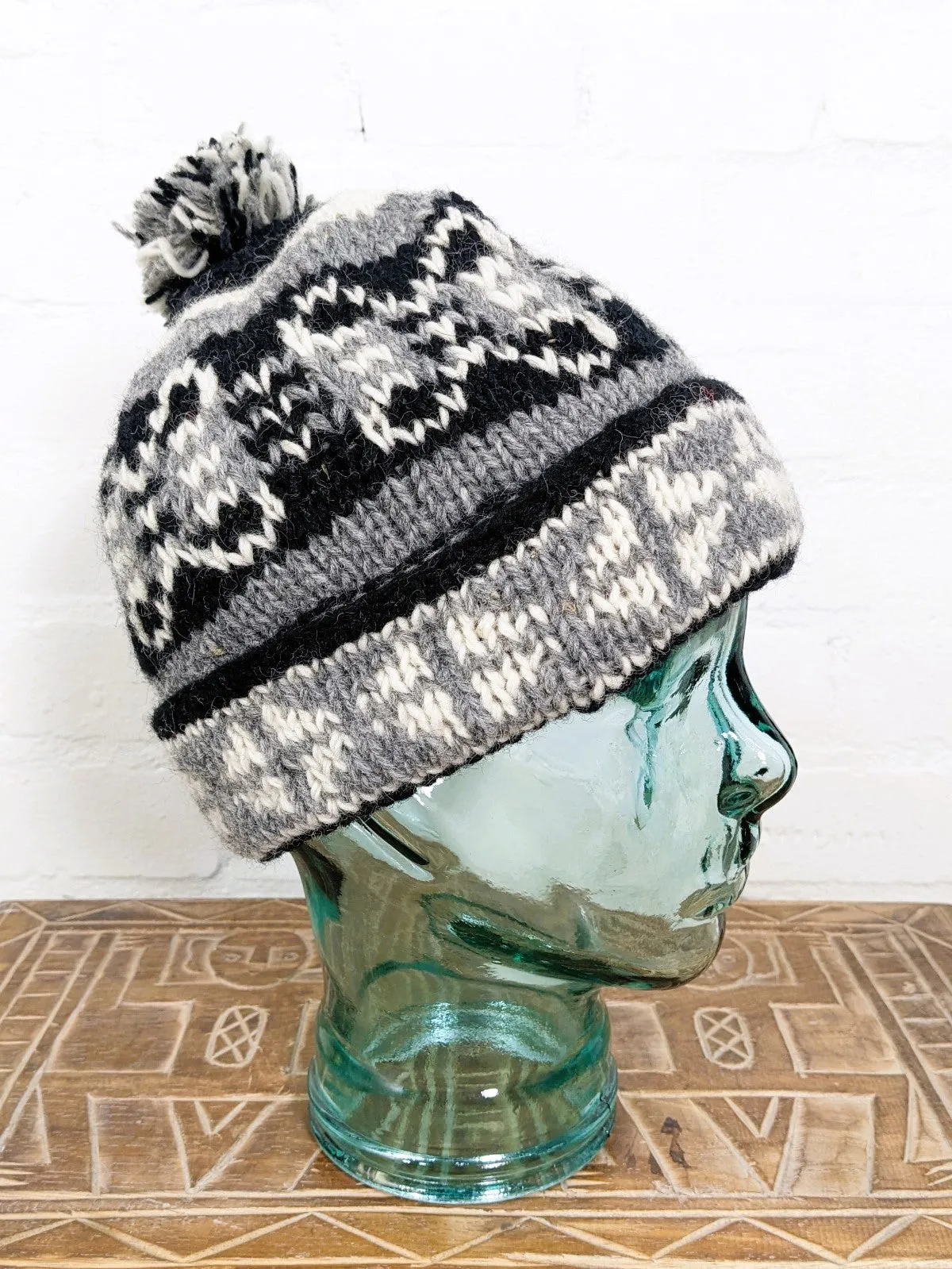 Wool Tonal Pom Pom Hat
