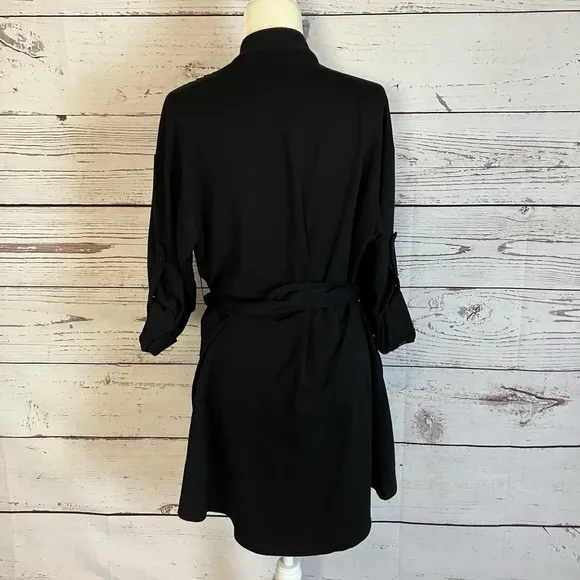 Workrobe Black Belted Robe Womens Size Small/Medium Short Pockets