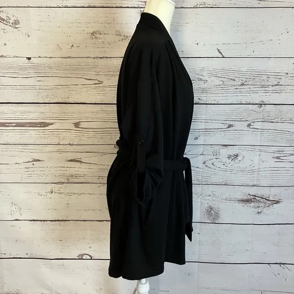 Workrobe Black Belted Robe Womens Size Small/Medium Short Pockets