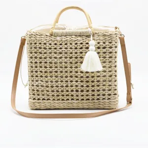 Woven Straw Bag With Tassel