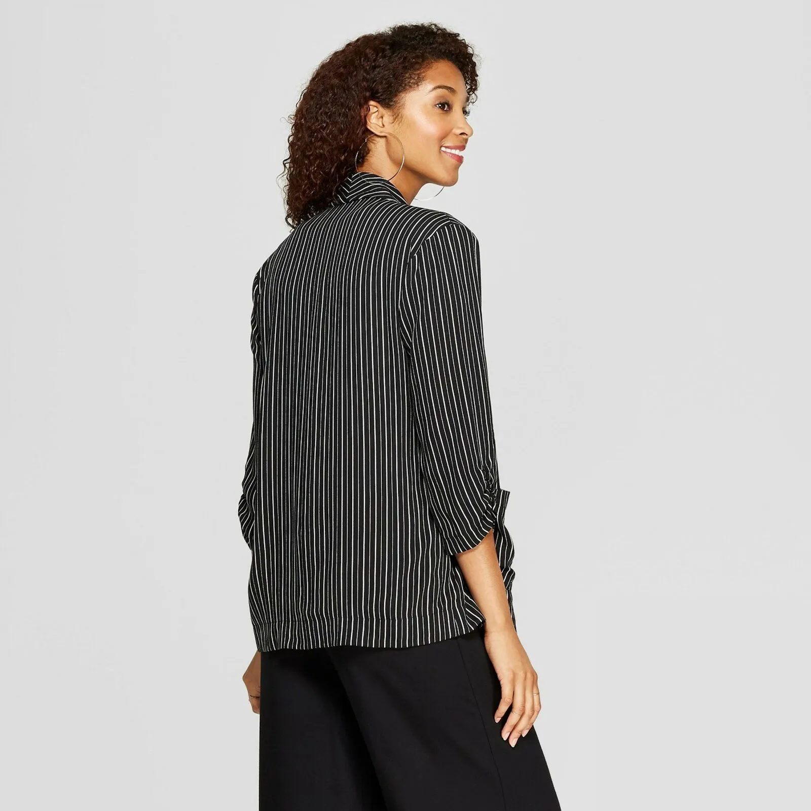 Xhilaration Women's Long Sleeve Striped Soft Blazer
