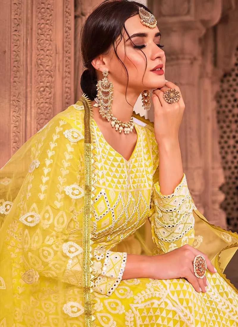 Yellow Color Heavy Embroidered Gown Style Anarkali
