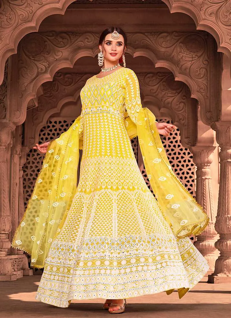 Yellow Color Heavy Embroidered Gown Style Anarkali