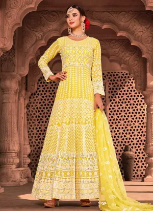 Yellow Color Heavy Embroidered Gown Style Anarkali