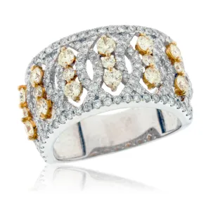 Yellow Diamond and Diamond Fashion Band