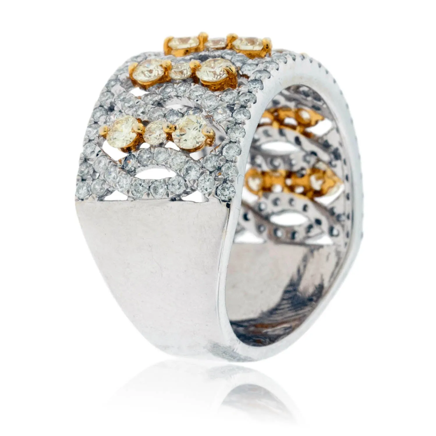 Yellow Diamond and Diamond Fashion Band