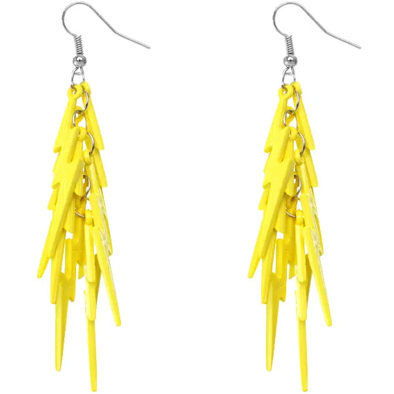Yellow Lightning Thunderbolt Dangle Earrings