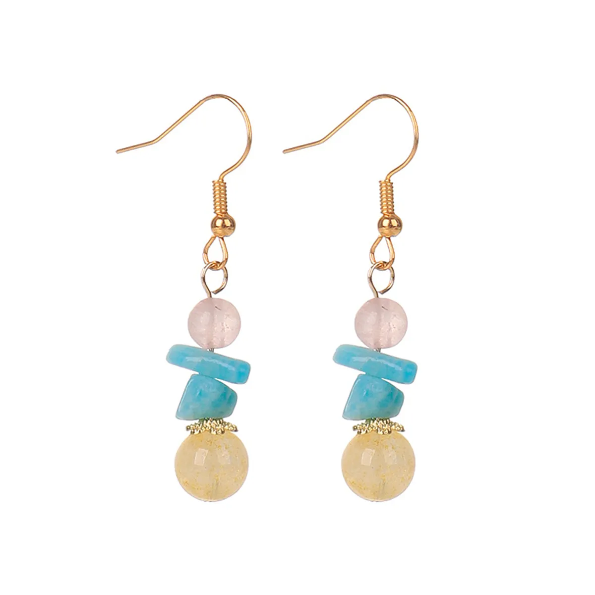 Yellow Quartz & 18K Gold-Plated Beads Drop Earrings