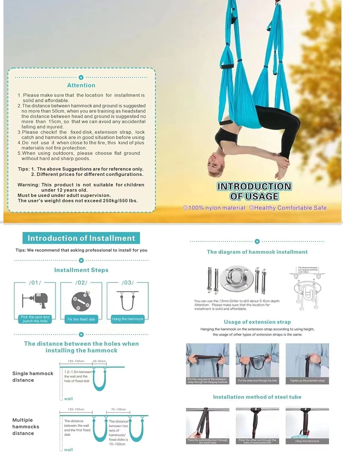 Yoga Swing Set,Ultra Strong Yoga Hammock Trapeze Extension