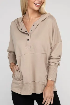 ZENANA French Terry Acid Wash Kangaroo Pocket Hoodie